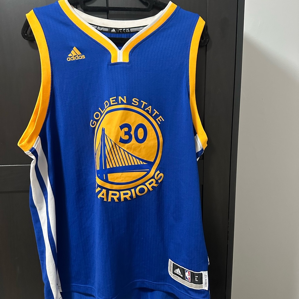 Steph Curry Adidas Blue and Yellow Golden State Warriors Jersey